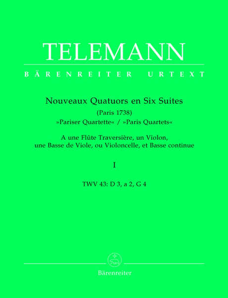 Telemann G.P. - Nouveaux Quatuors En 6 Suites Paris Quets Vol.1 - Flute, Violon, Viole De Gambe