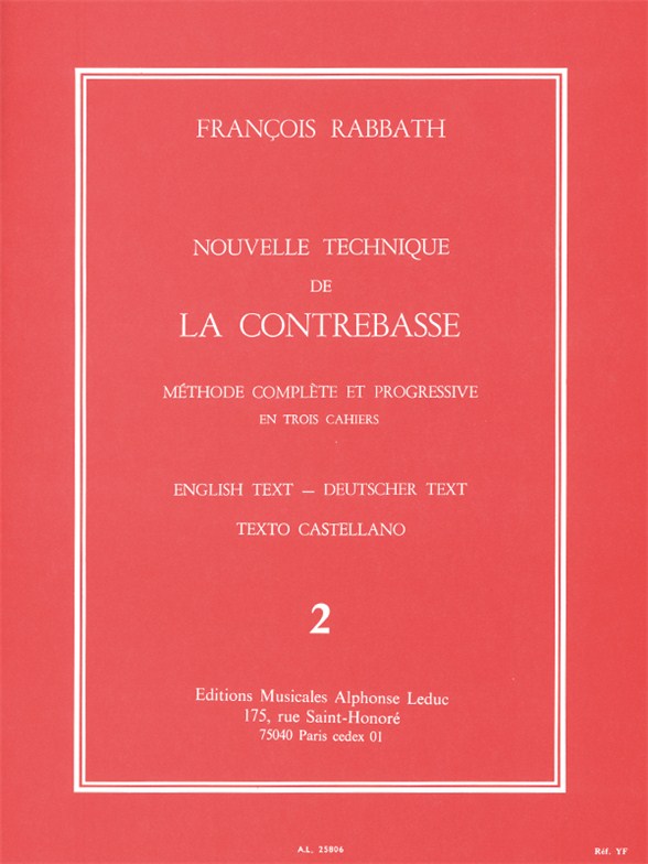 Leduc RABBATH FRANCOIS - NOUVELLE TECHNIQUE DE LA CONTREBASSE VOL.2