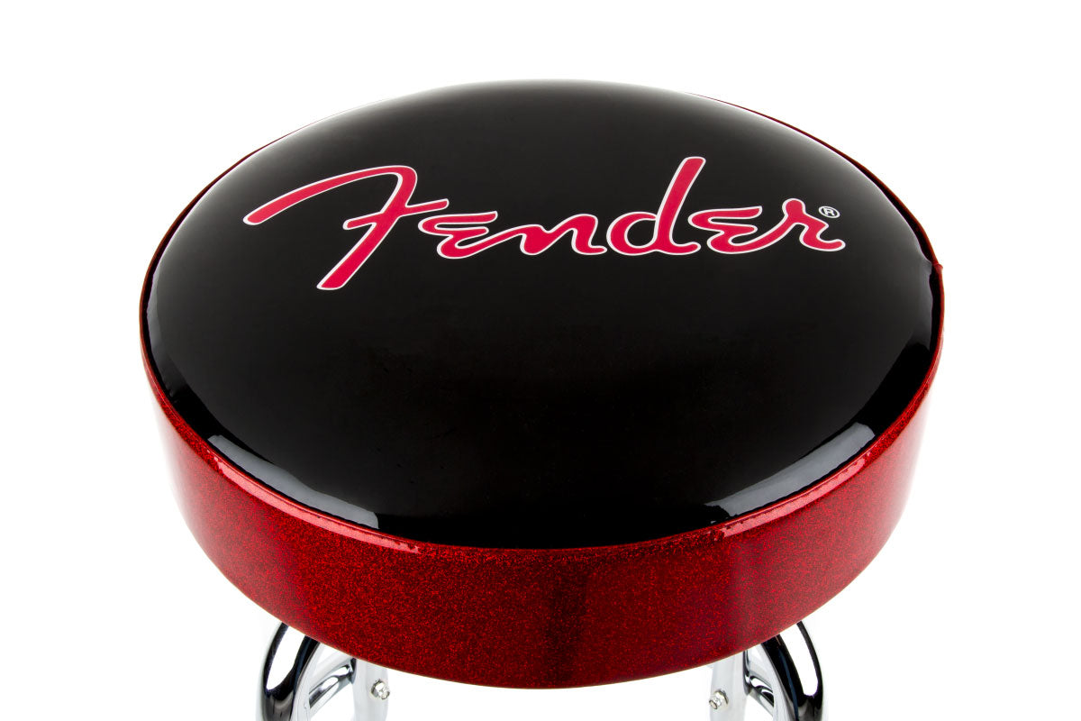 Red Sparkle Logo Barstool Black Red Sparkle-Chrome 24"