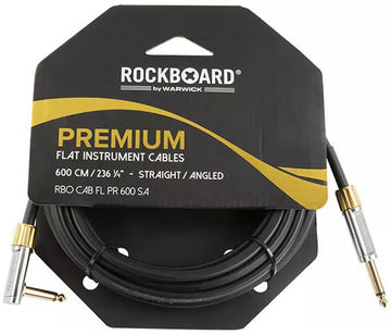 Câble Instrument Plat Premium - 600 Cm - Droit/Coudé - Noir