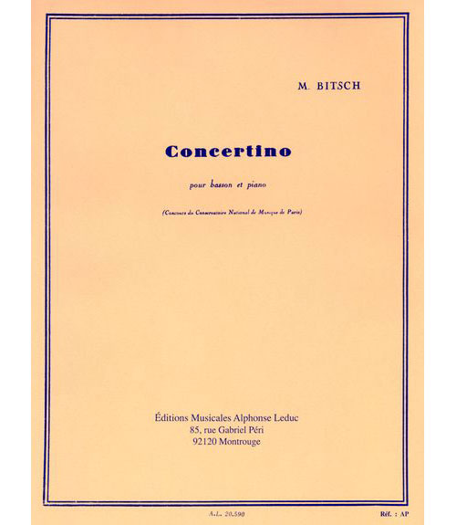 Leduc Bitsch M. - Concertino - Basson et Piano