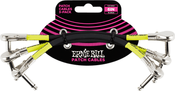 Cables Instrument Patch Pack de 3 - Coudé Fin - 15CM Noir