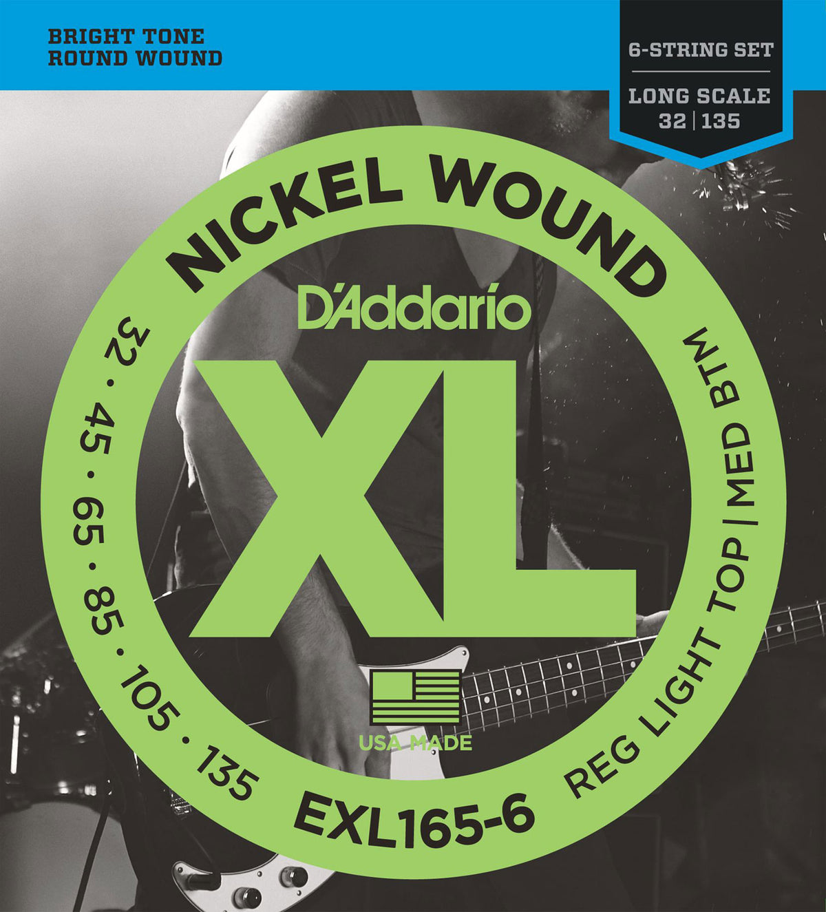 EXL165-6 vernickelte Saiten lange Mensur Regular Light Top 32-135