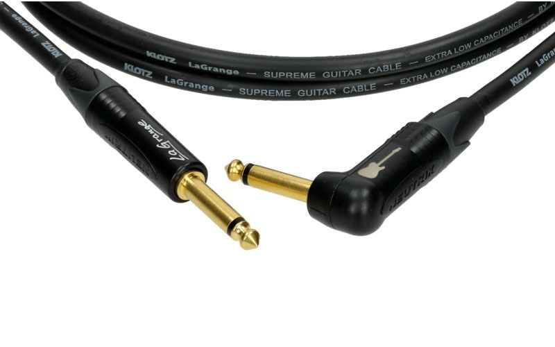 LA-grange Câble Instr. Noir 9M Jack Mono - Jack Mono Coudé Conta En Or