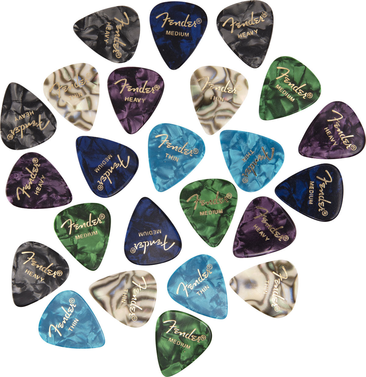 Fender 351 Shape Premium Picks 24 Count Pack Multi-Color