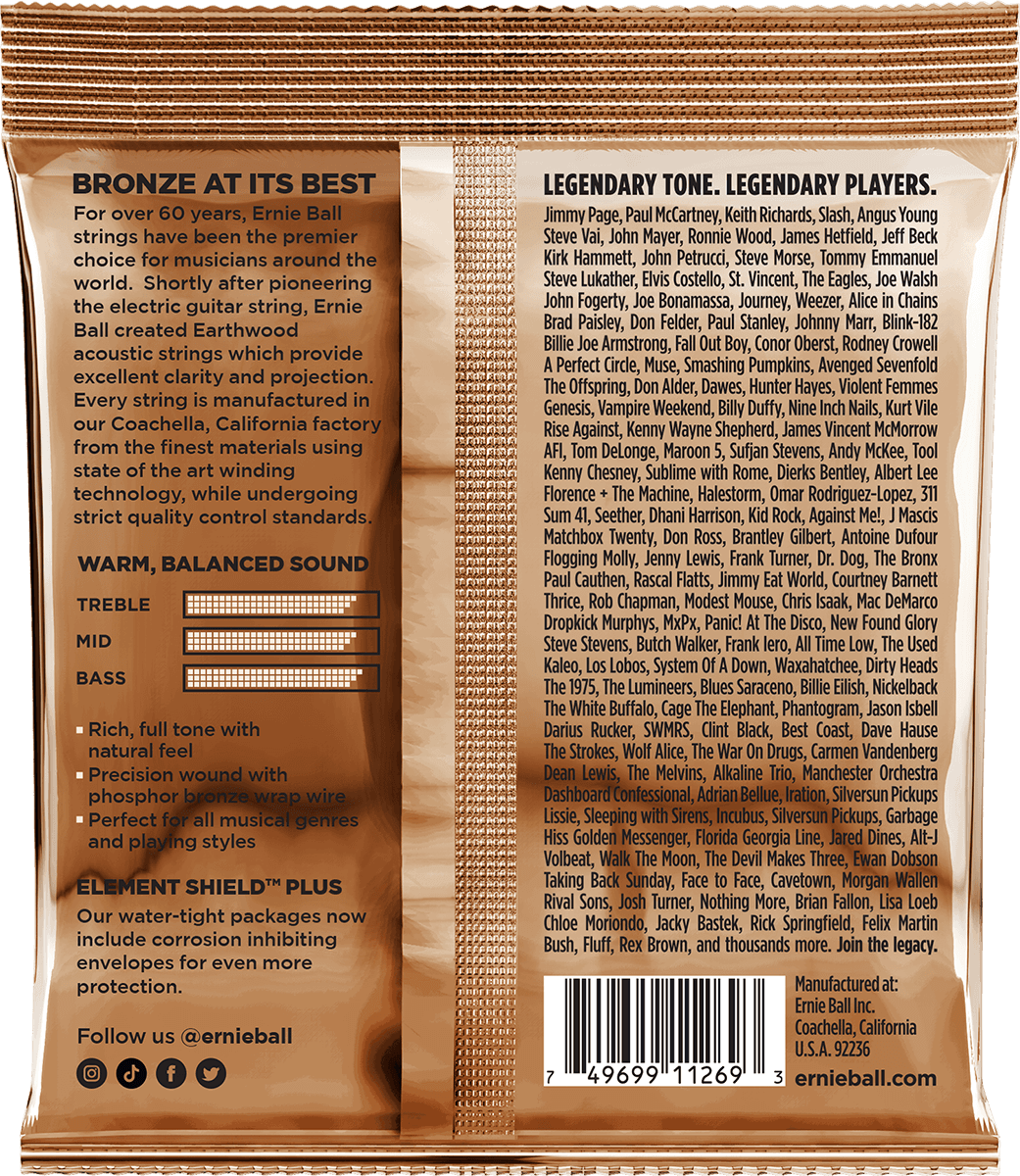 CORDES EARTHWOOD PHOSPHORE BRONZE ROCK&BLUES 10-52 - PACK DE 3
