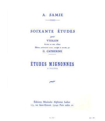 Samie - 60 Etudes Vol.1 : Etudes Mignonnes Op.31 - Violon