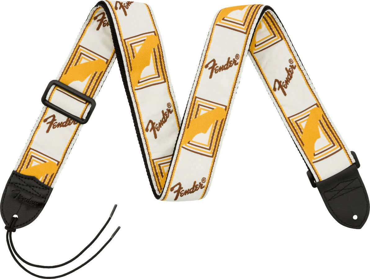 2" MONOGRAMMED STRAP WHITE/BROWN/YELLOW