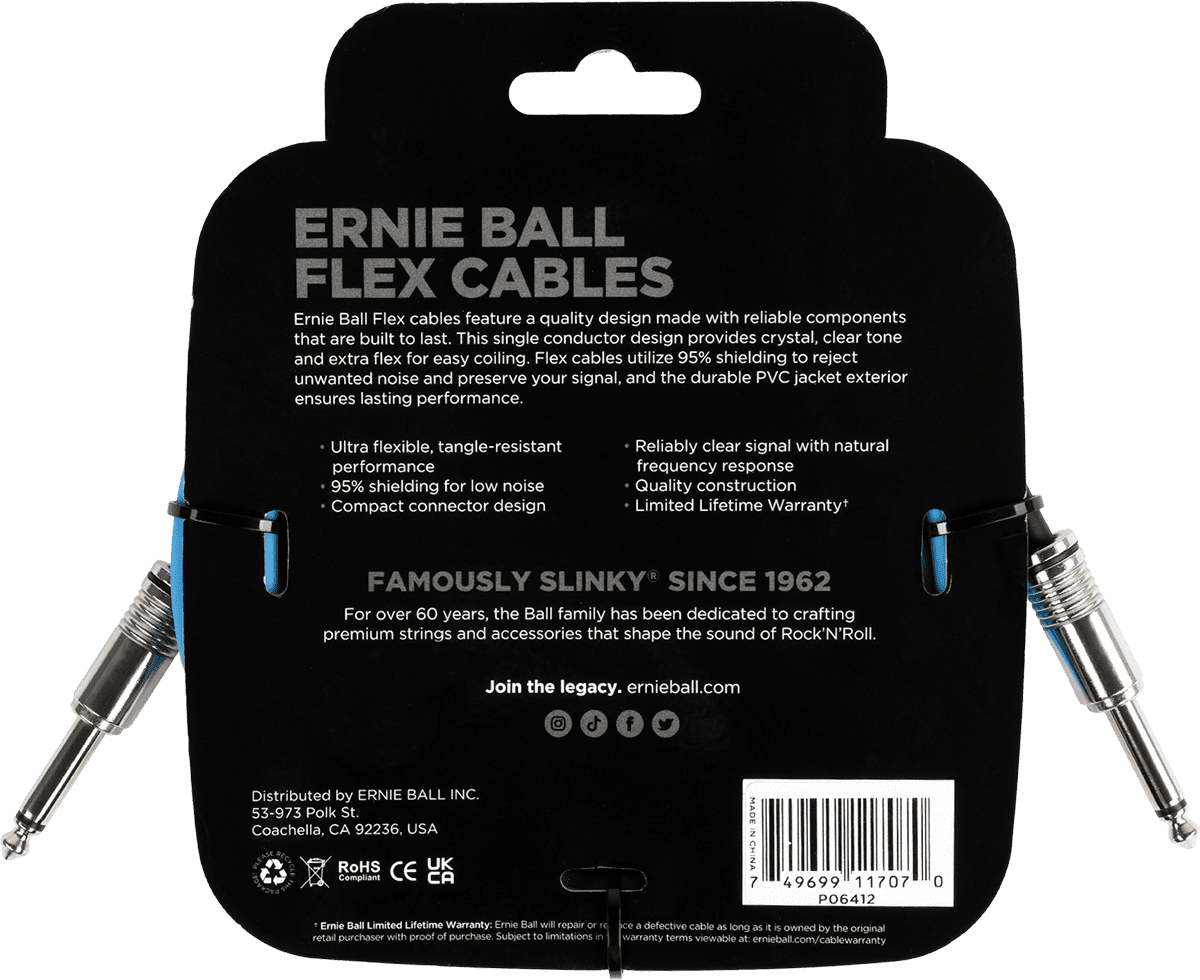 Câbles Instrument Flex Jack/jack 3M Bleu