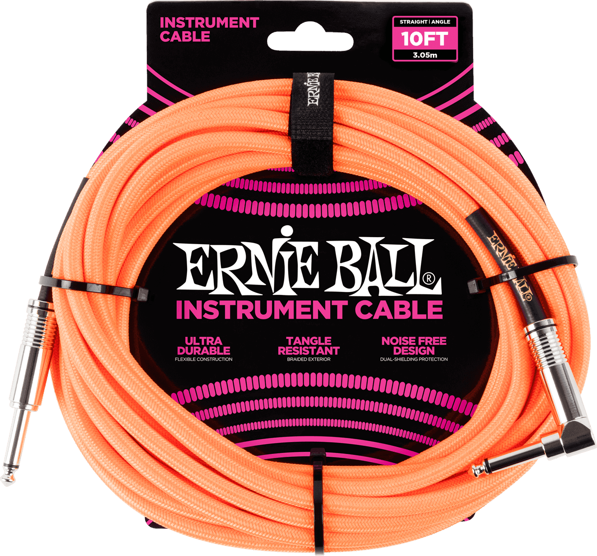 Cables Instrument Gaine Tisse Jack/jack Coudé 3M Orange