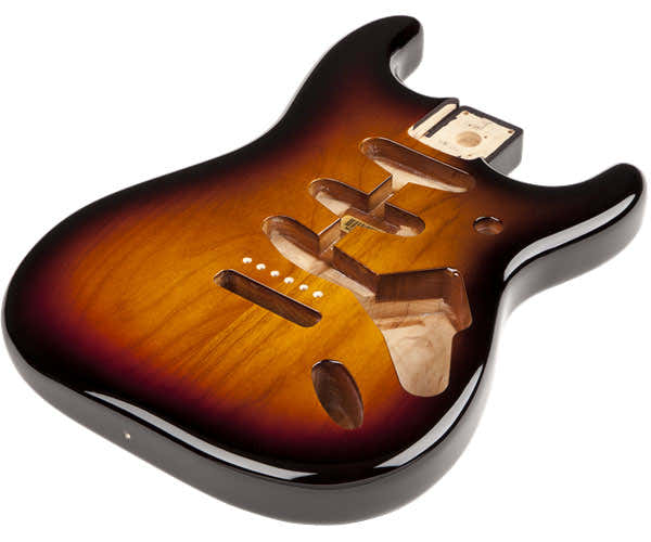 CLASSIC 60'S STRATOCASTER SSS-Erlenkorpus mit Vintage-Brückenmontage, 3-Farben-Sunburst