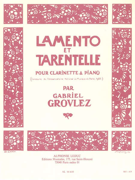 Lamento Et Tarentelle pour clarinette et piano