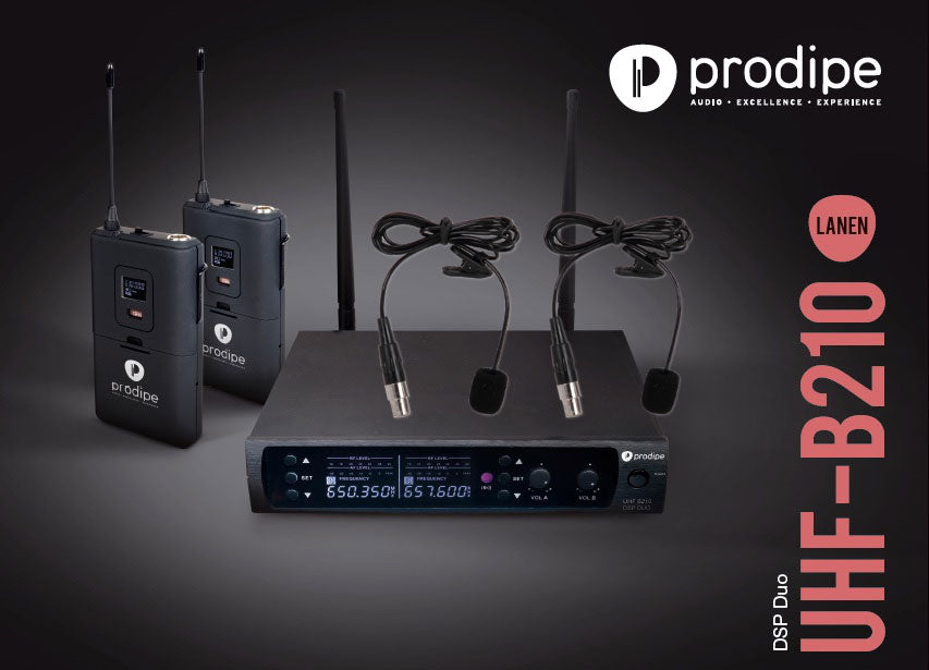 UHF B210 DSP Microfono lavalier Duo