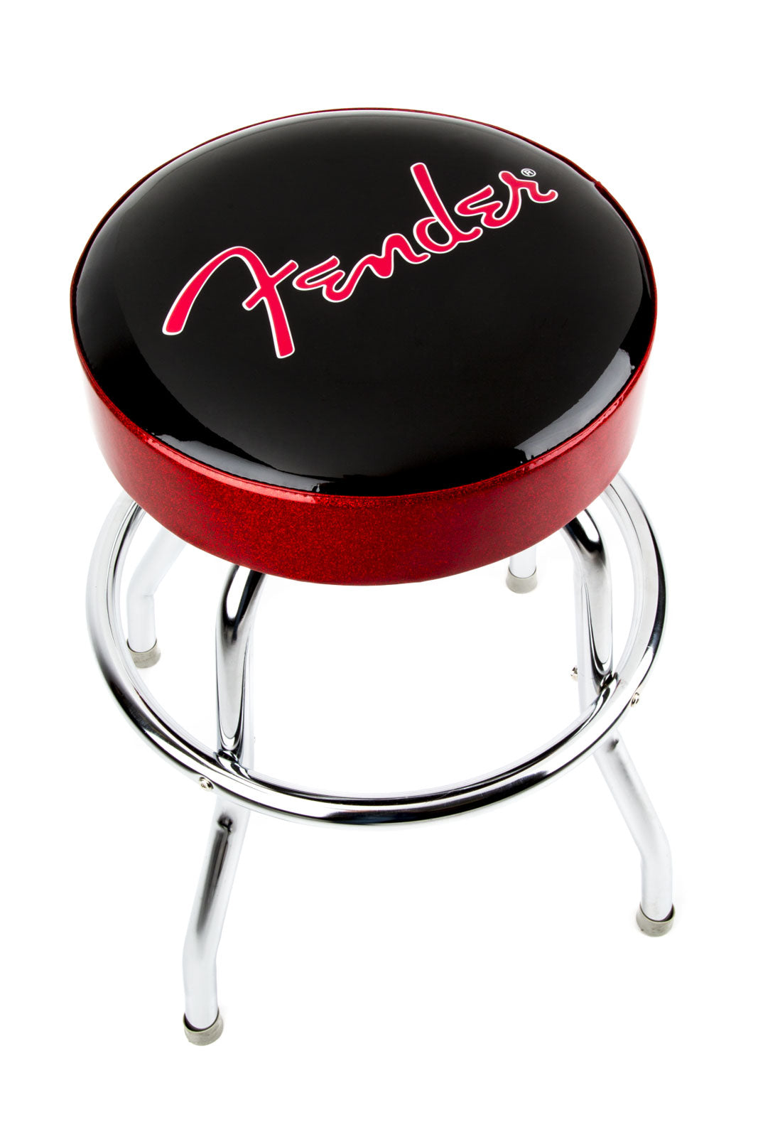 Red Sparkle Logo Barstool Black Red Sparkle-Chrome 24"