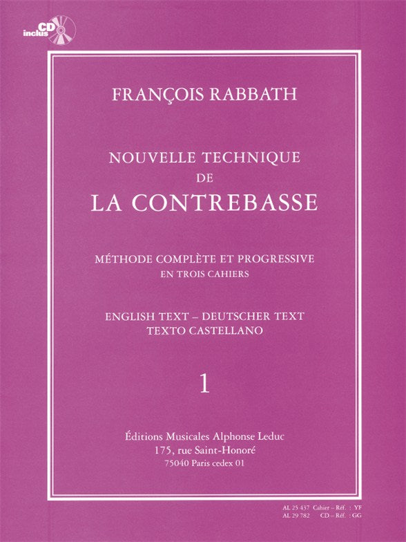 Leduc Rabbath Francois - Nouvelle Technique De La Contrebasse Vol.1 + CD