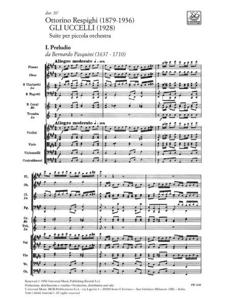 Respighi O. - Gli Uccelli Trittico Botticelliano - Conducteur