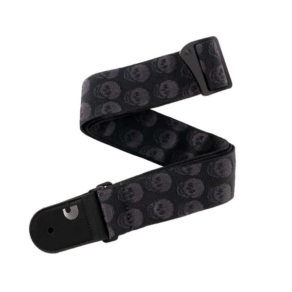 Geflochtener Gitarrengurt Skulls Black Tubular