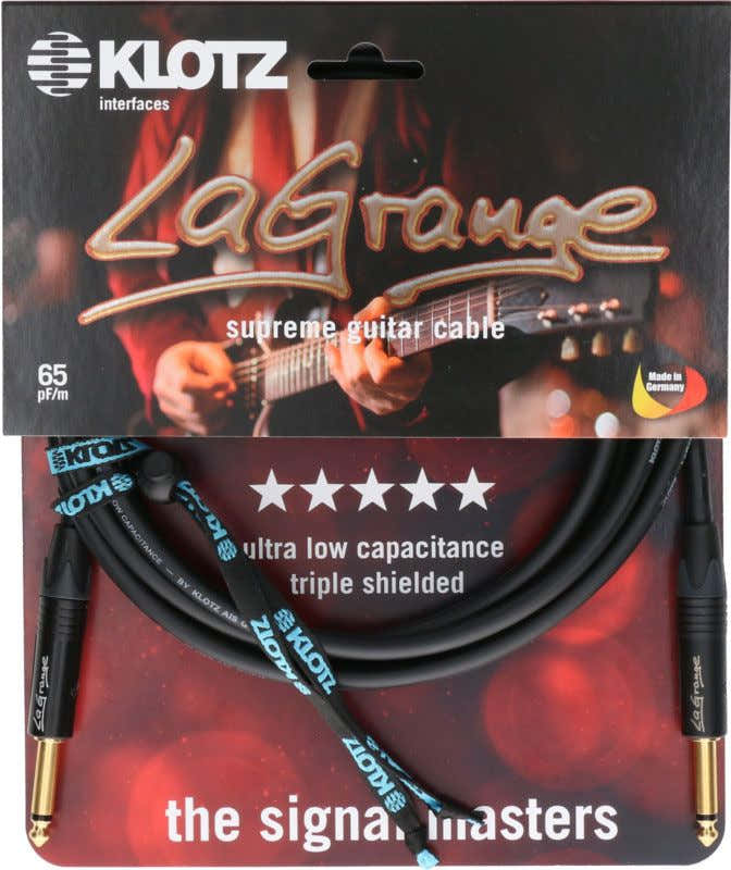 LA-grange Instrumentenkabel Schwarz 3M Mono-Klinke - Mono-Klinke Goldkontakt