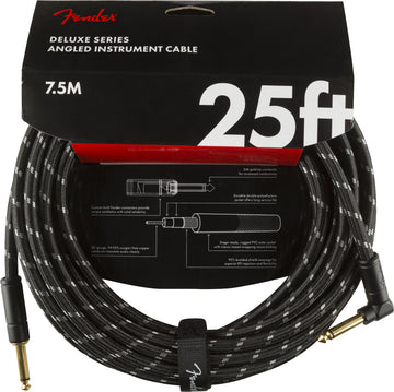 DELUXE INSTRUMENT CABLE STRAIGHT/ANGLE 25' BLACK TWEED