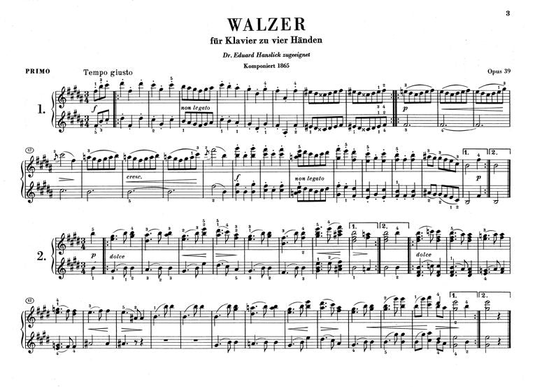 BRAHMS J. - WALTZES OP. 39