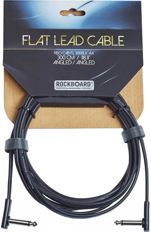 Câble Instrument Plat 3 M Coudé/Coudé - Black