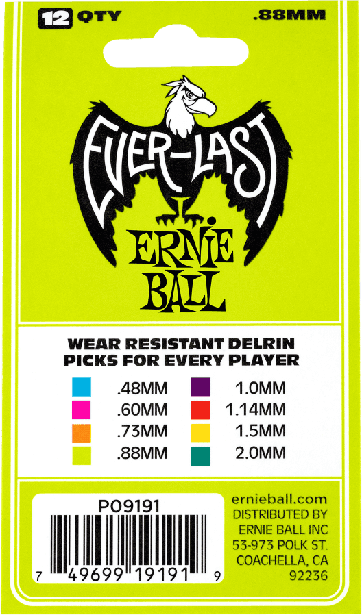 Médiators Everlast Sachet de 12 Vert 0,88Mm