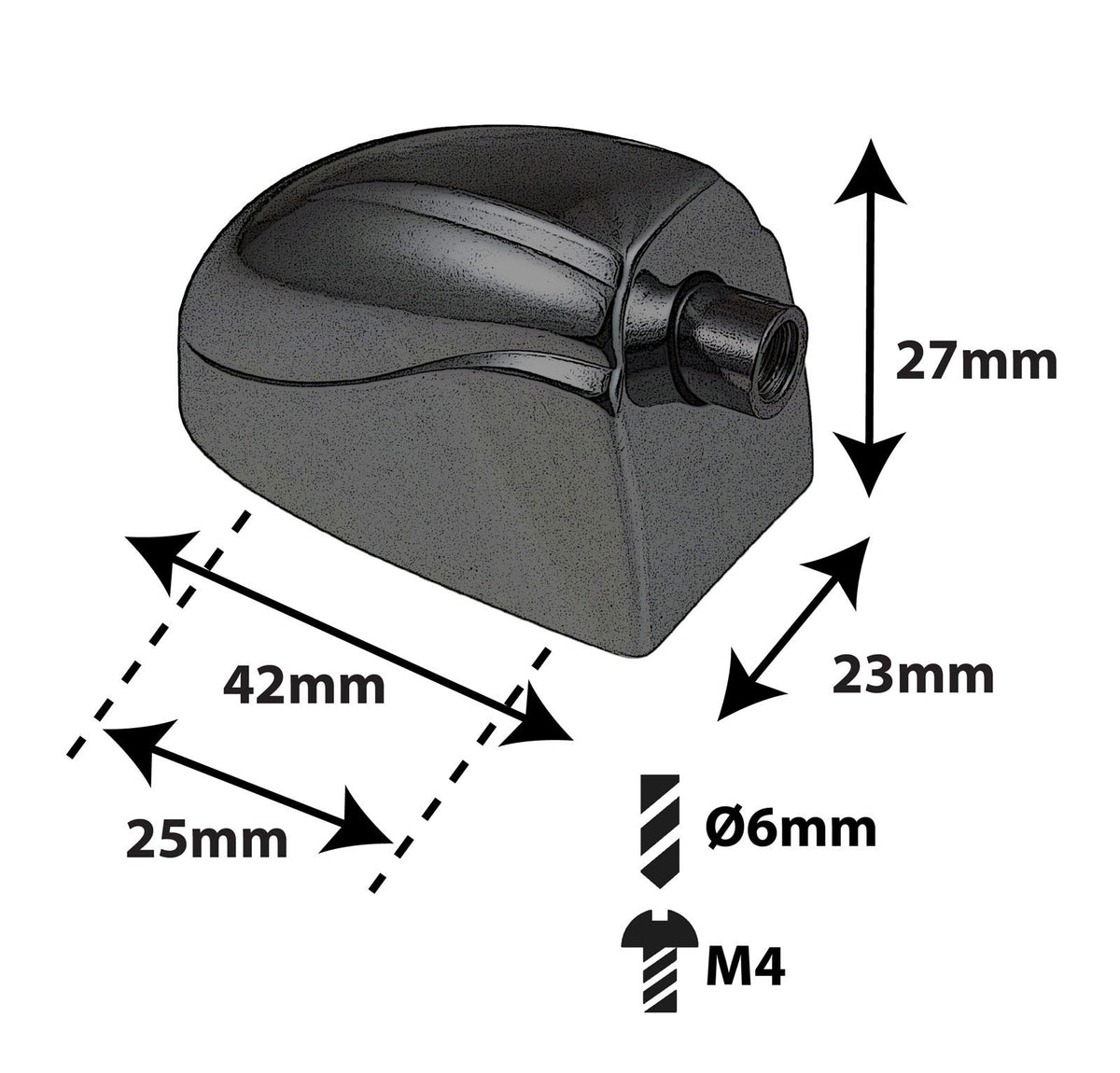L20BD-BK Coquille Grosse Caisse 25mm Noir X1