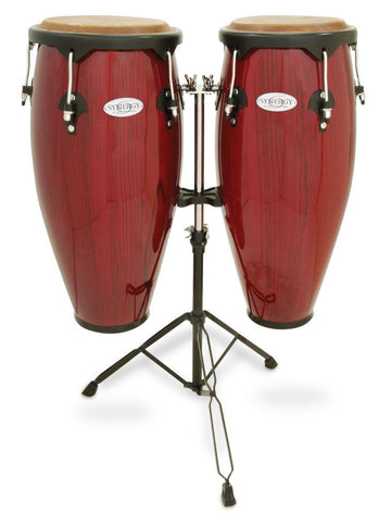 SERIES WOOD CONGA SET WITH STAND 10'' AND 11'' DOUBLE STAND RED 2300RR
