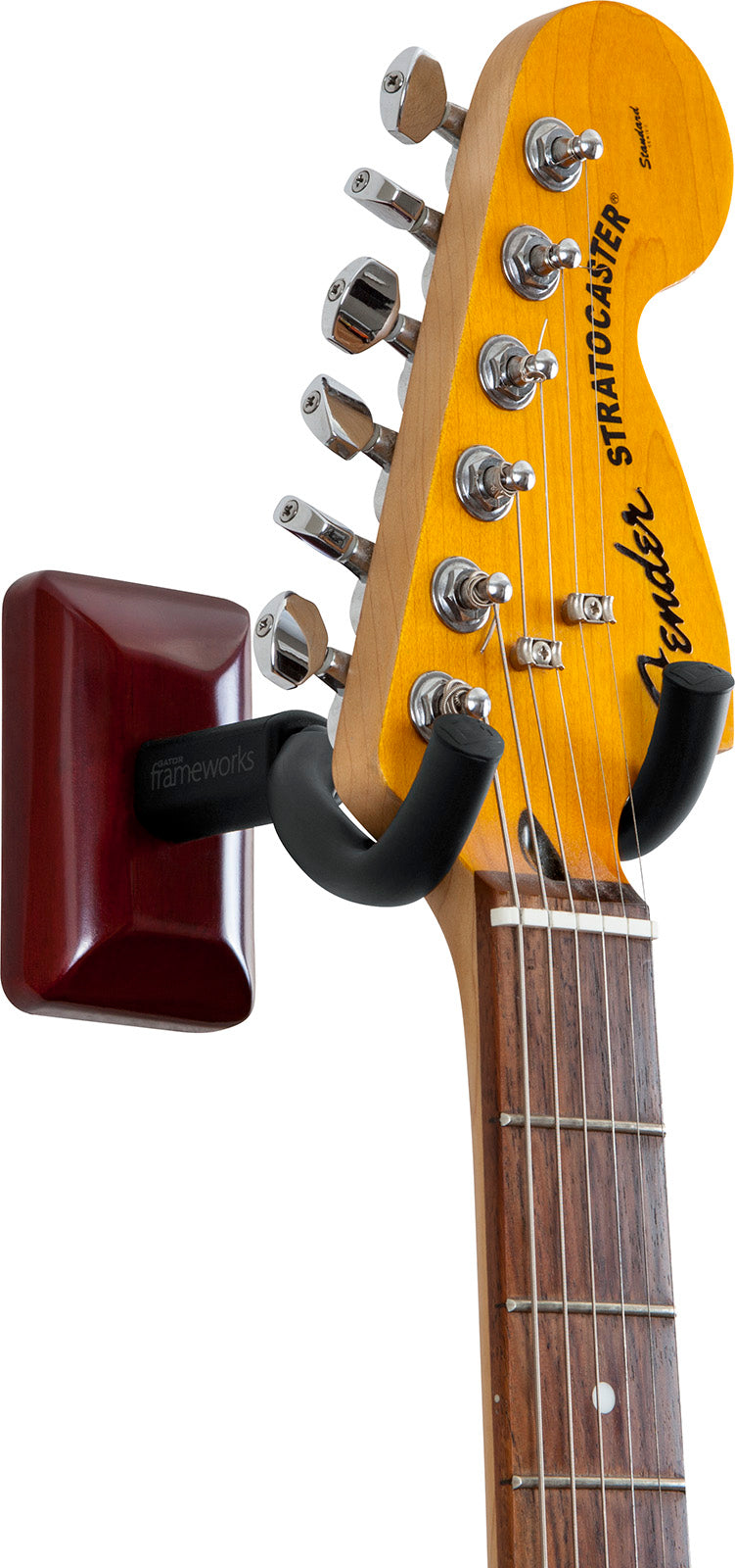Stand guitare mural plaque cerisier