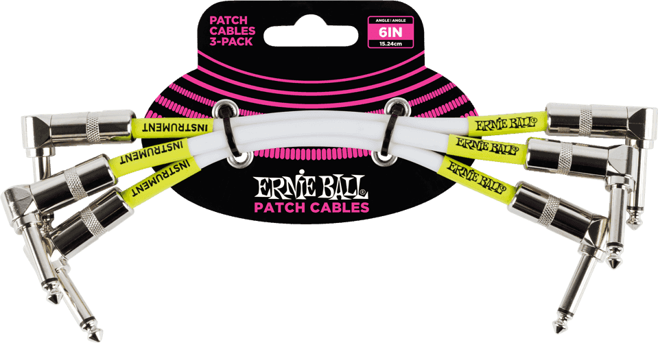 Instrumentenkabel Patch 3er-Pack - Abgewinkelt - 15CM Weiß