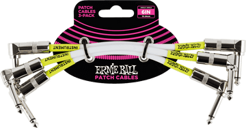 Cables Instrument Patch Pack de 3 - Coudé - 15CM Blanc