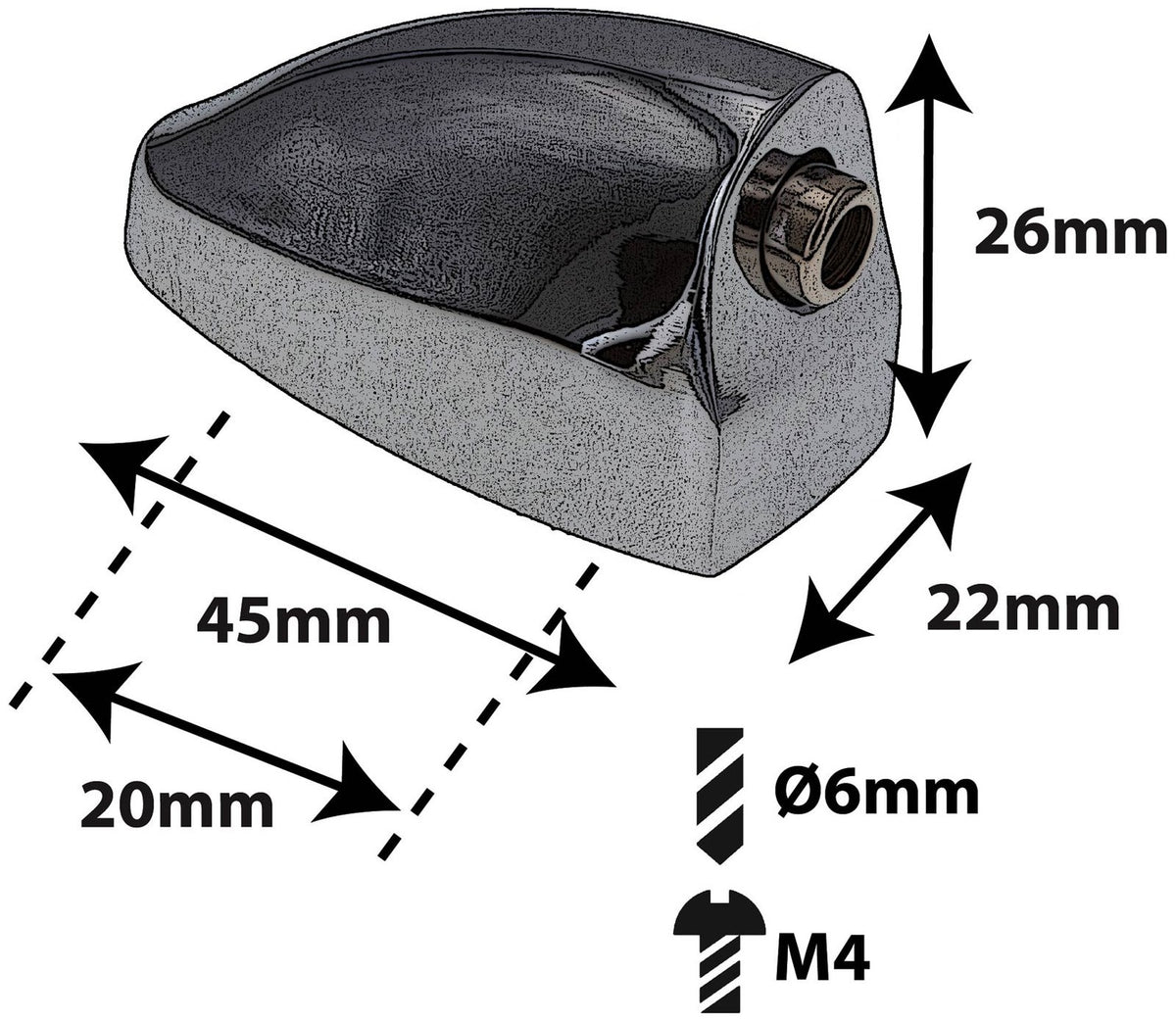 L25BD-BK - Bassdrum Spannböckchen - Schwarz - 20mm (x1)