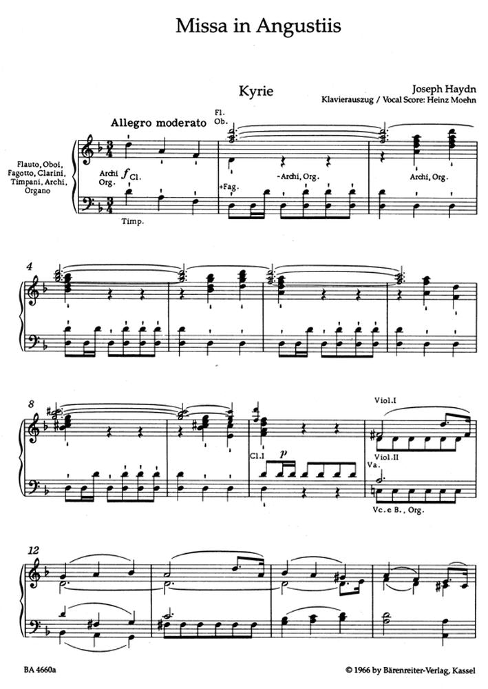 Haydn J. - Missa In Augustiis Messa Nelson Hob.Xxii:11 - Riduzione per canto e pianoforte