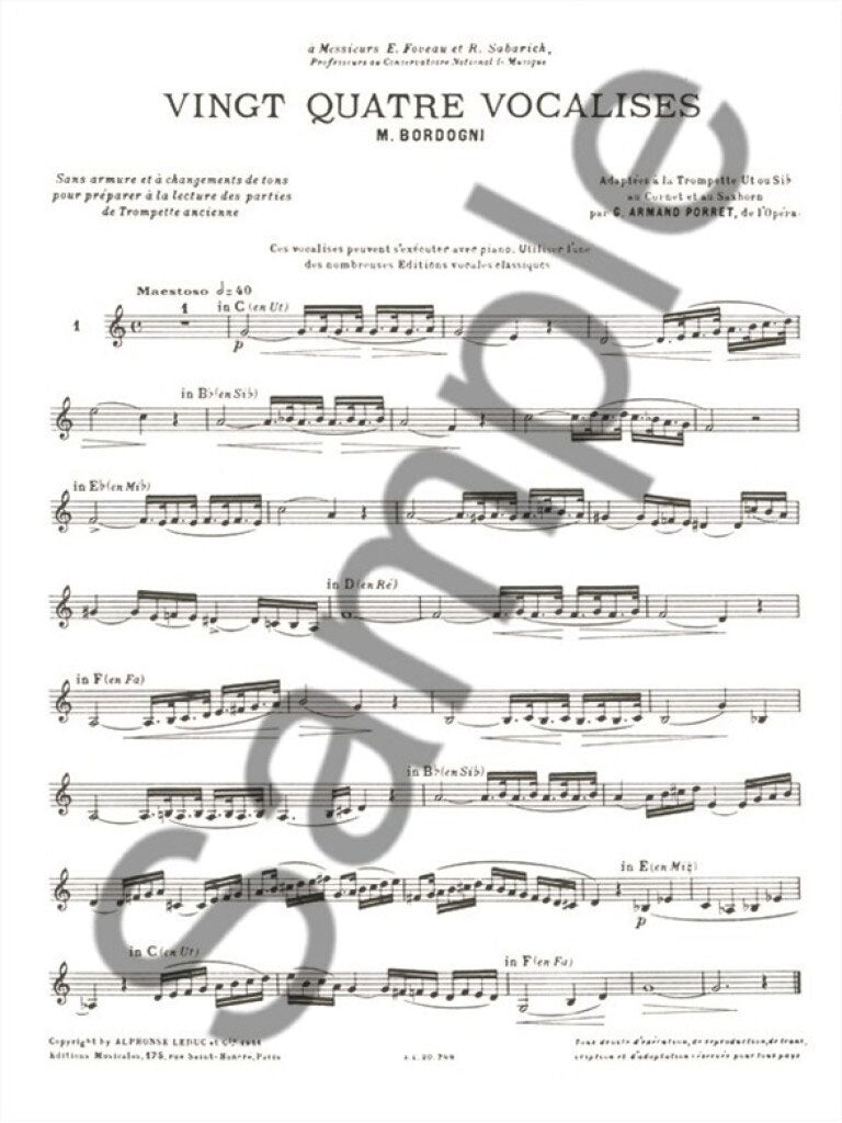 Bordogni. VINGT-quatre Vocalises - Trompette