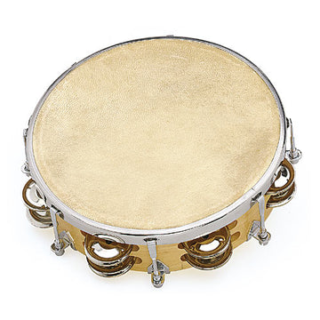 TAMBOURIN PEAU NATURELLE - 20 CM + CYMBALETTES