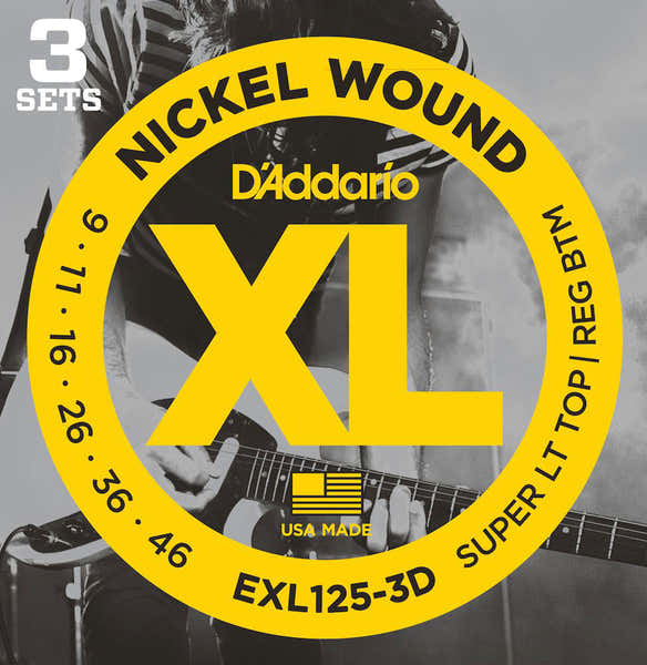 EXL125-3D Nickel Wound Super LT Top Pack de 3