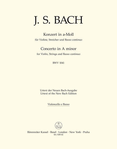 BACH J.S. CONCERTO EN LA MINEUR BWV 1041 POUR VN, CORDES ET BC