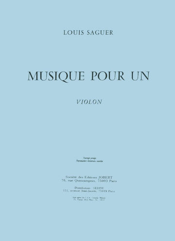Saguer - Musique Pour Un Violon - Violon