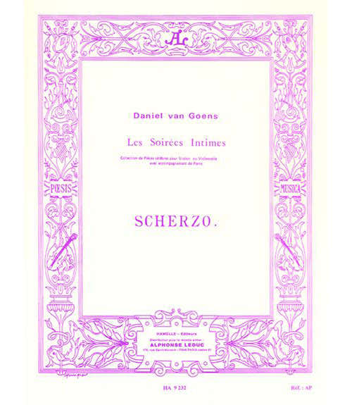 Hamelle Editeurs VAN GOENS - SCHERZO OP. 12 - VIOLONCELLE ET PIANO