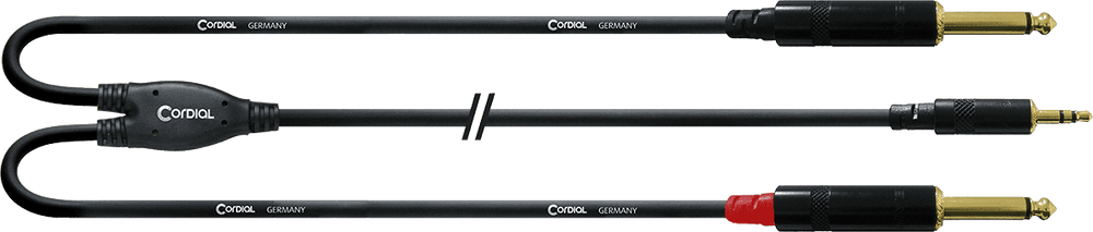 Cordial Câble Y Bretelle Minijack Stéréo/2 Jack Mono 3 M