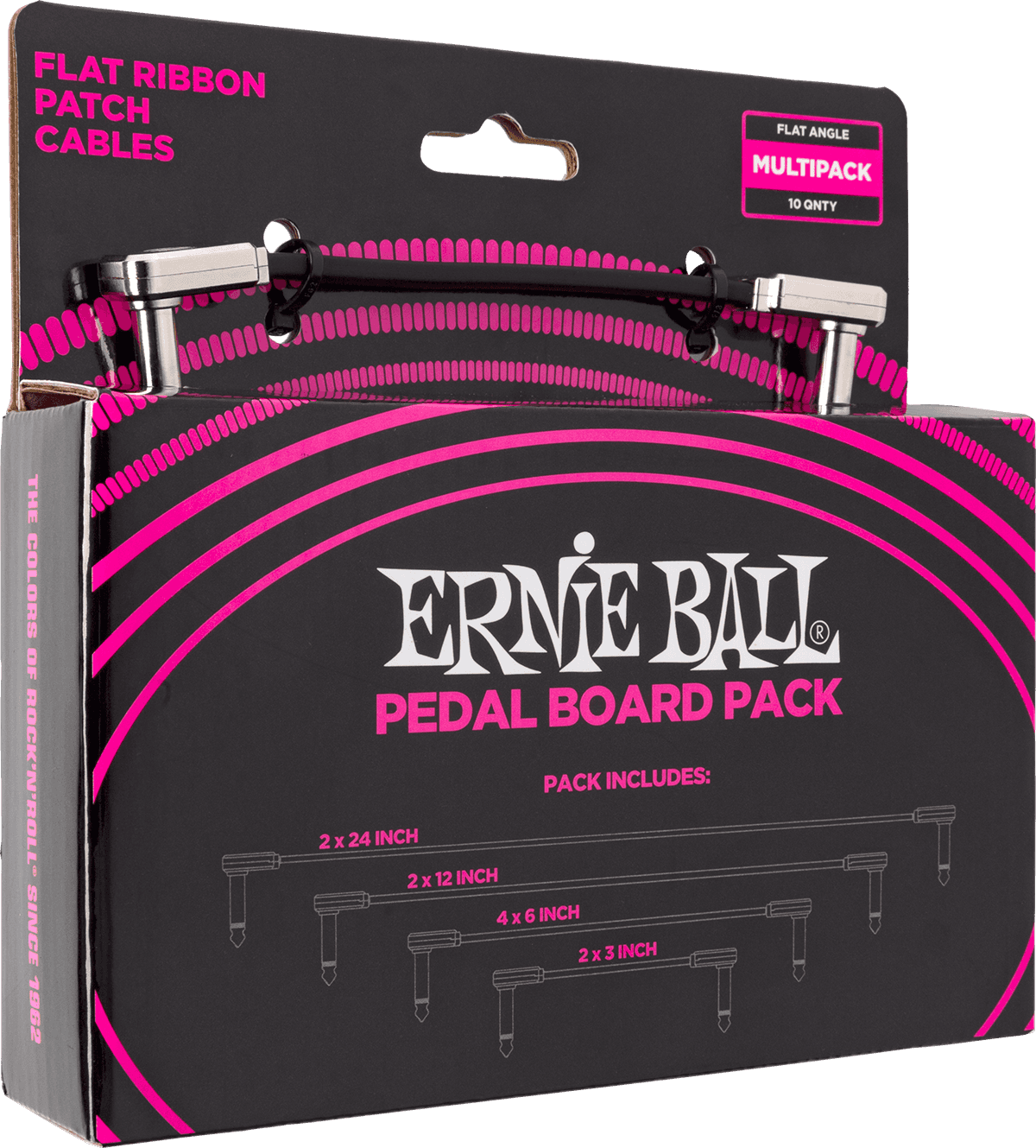 Pedalboard Pack - 10 Patch in 4 Gemischten Längen- Gewinkelt Dünn & Flach