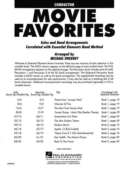 MOVIE FAVORITES + CD - CONDUCTEUR
