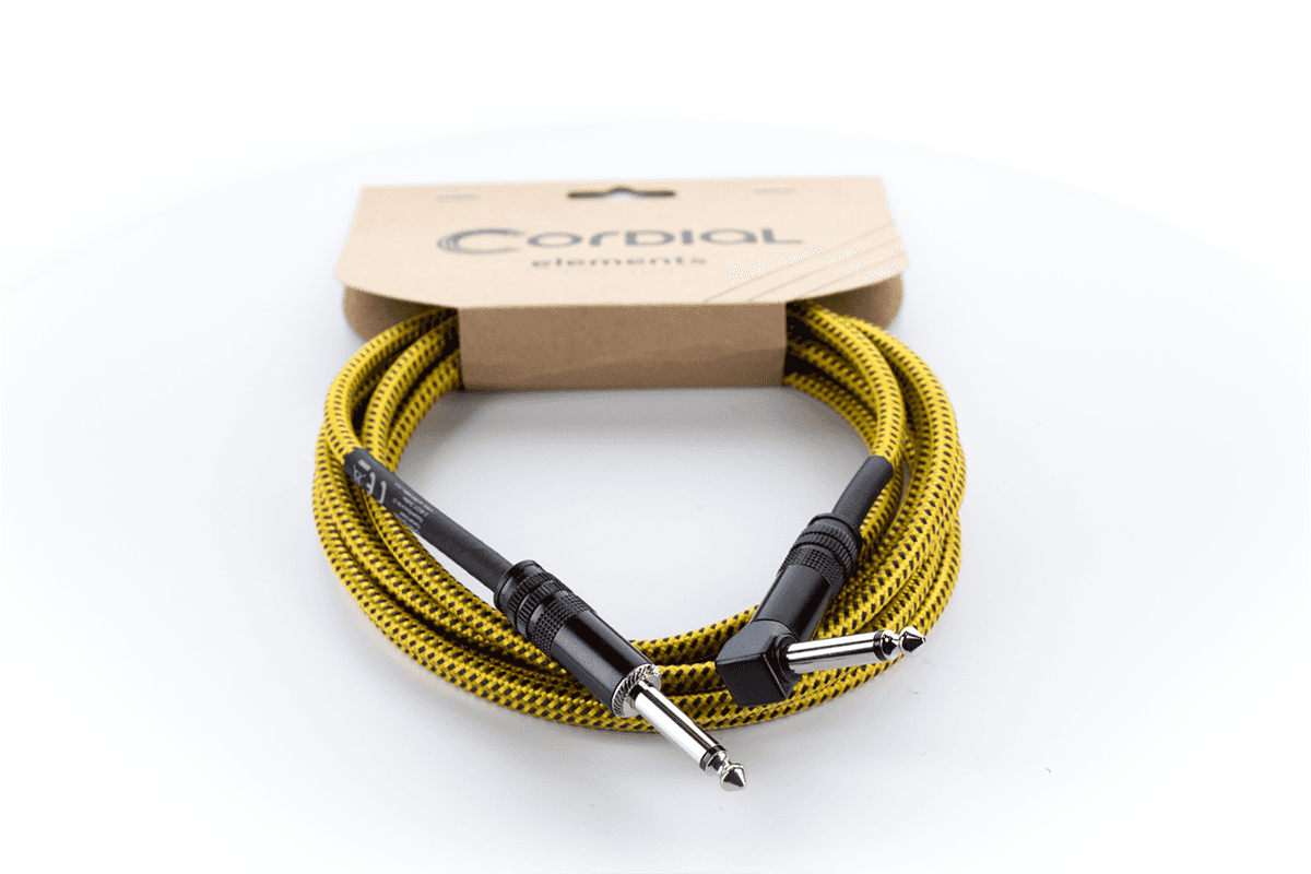 Cable Guitare Jack Droit /Coudé 5 M Tweed Jaune