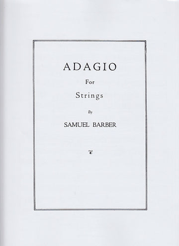 BARBER S. - ADAGIO FOR STRINGS - CONDUCTEUR