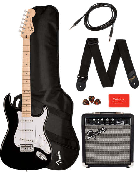 Stratocaster Sonic Pack MN Schwarz