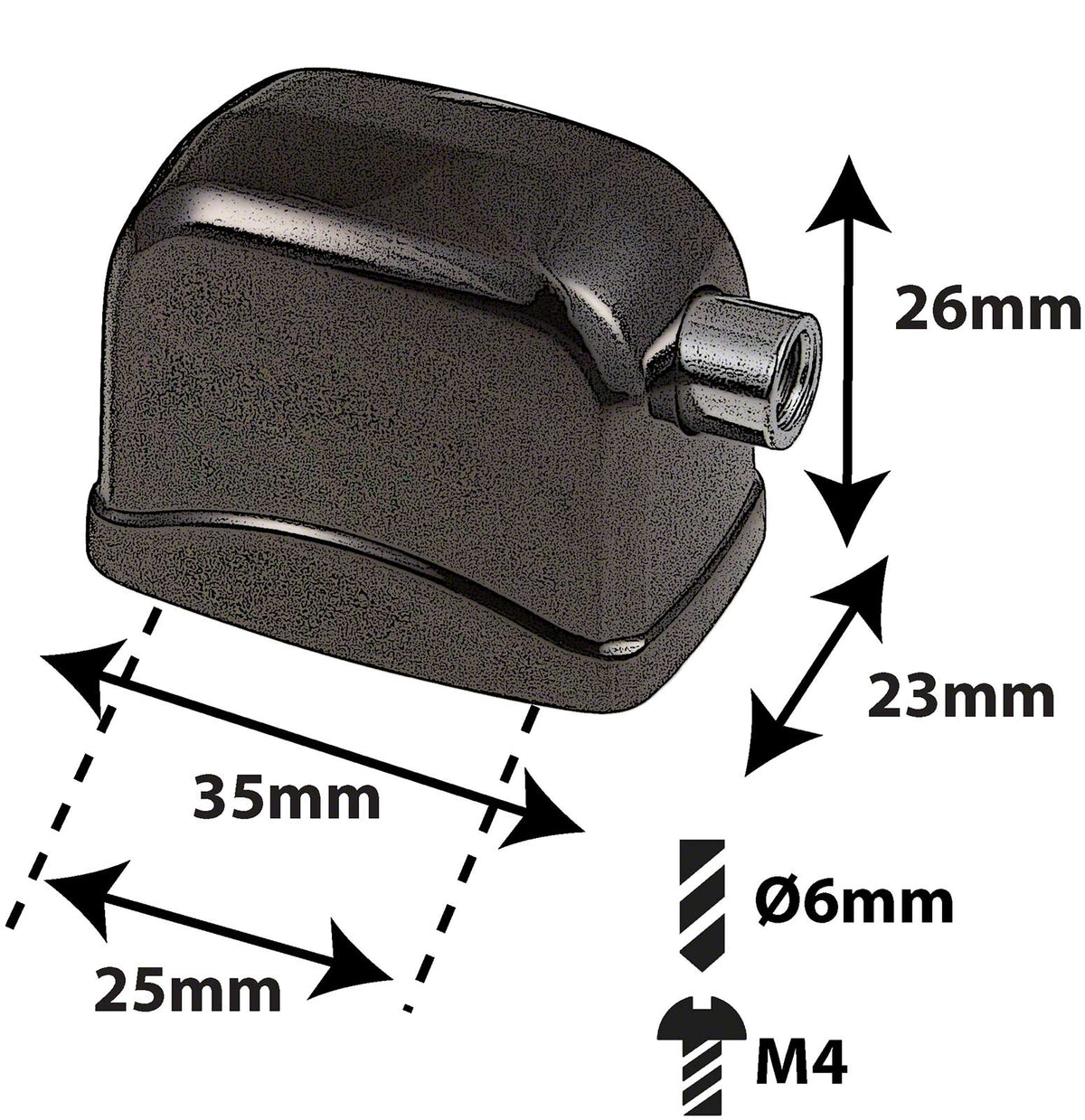 L17BD-BK - BLOCCHETTO GRANCASSA NERO - 25MM (X1)