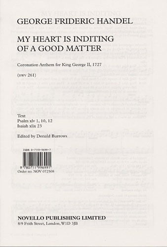 HANDEL - MY HEART IS INDITING OF A GOOD MATTER - SATB
