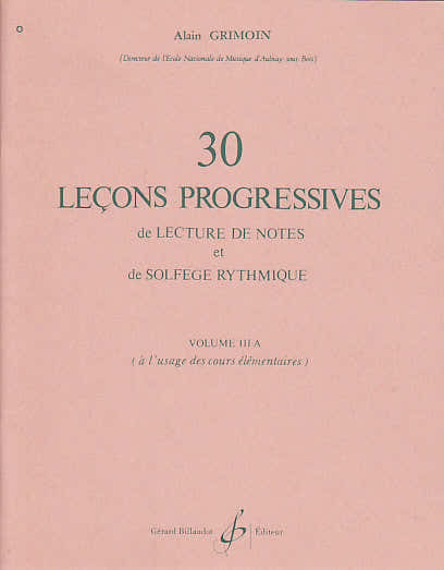 GRIMOIN ALAIN - LECONS PROGRESSIVES DE SOLFEGE VOL.3A