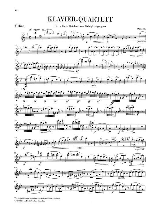 Brahms J. - Piano Quartet G Minor Op. 25