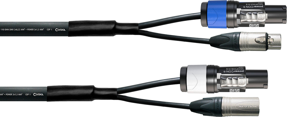 Cavo DMX XLR a 3 poli + Powercon 1,5 M